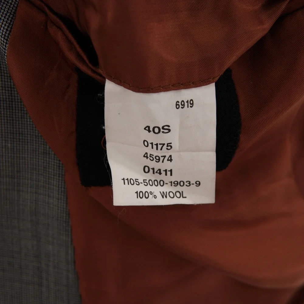DAMAGED Joseph Jos A Bank Wool Gray Black Check Blazer 38S Tagged 40S Slim Fit